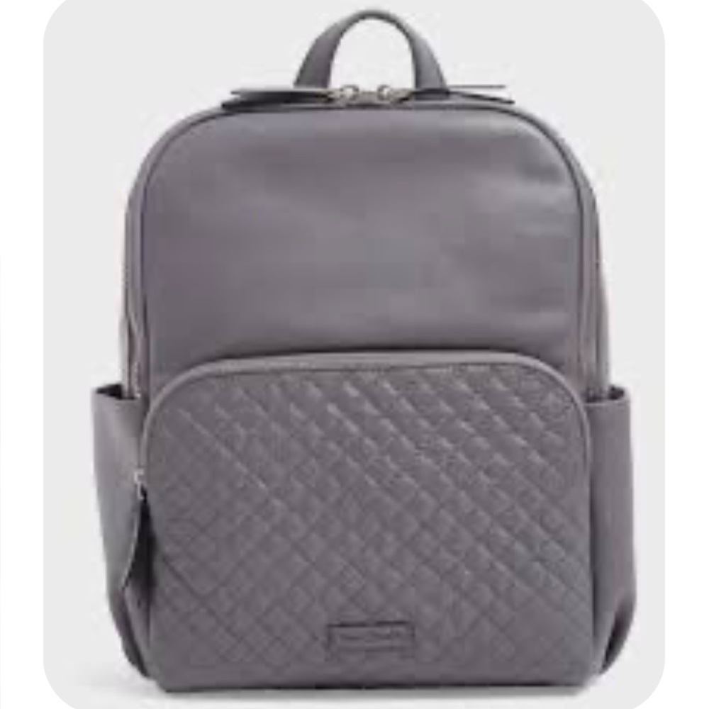 Vera Bradley Carryall Leather Quilted  Backpack in Storm Cloud Gray